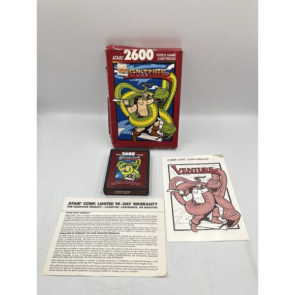 Venture ~ Complete In Box ~ Atari 2600 ~ Game Cartridge ~ Red Label - Picture 1 of 11